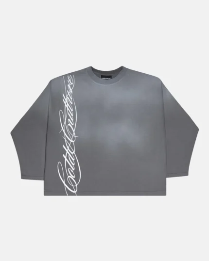 Cold Culture Script Longsleeve Tee Antracite Grey