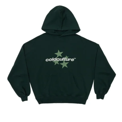 Cold Culture Italic-Stars Hoodie Evergreen