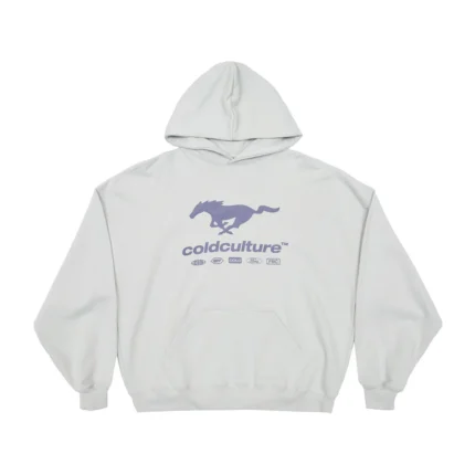 Cold Culture Mustang Horse Hoodie Light Grey